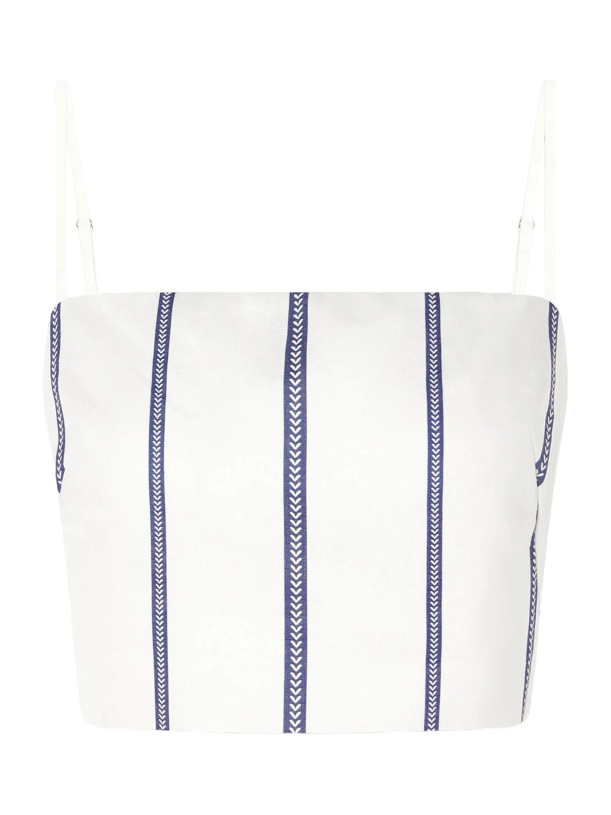 ANDRES OTALORA Tierra Sagrada Cropped Striped Linen-woven Top