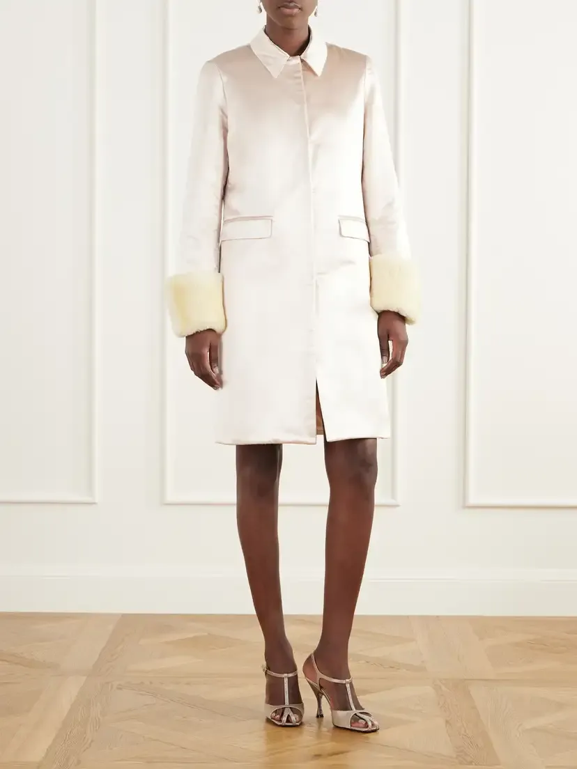 Posse Chester Plush-trimmed Cotton And Silk-blend Satin Coat | Thumbnail 3 Posse Chester Plush-trimmed Cotton And Silk-blend Satin Coat | Thumbnail 3