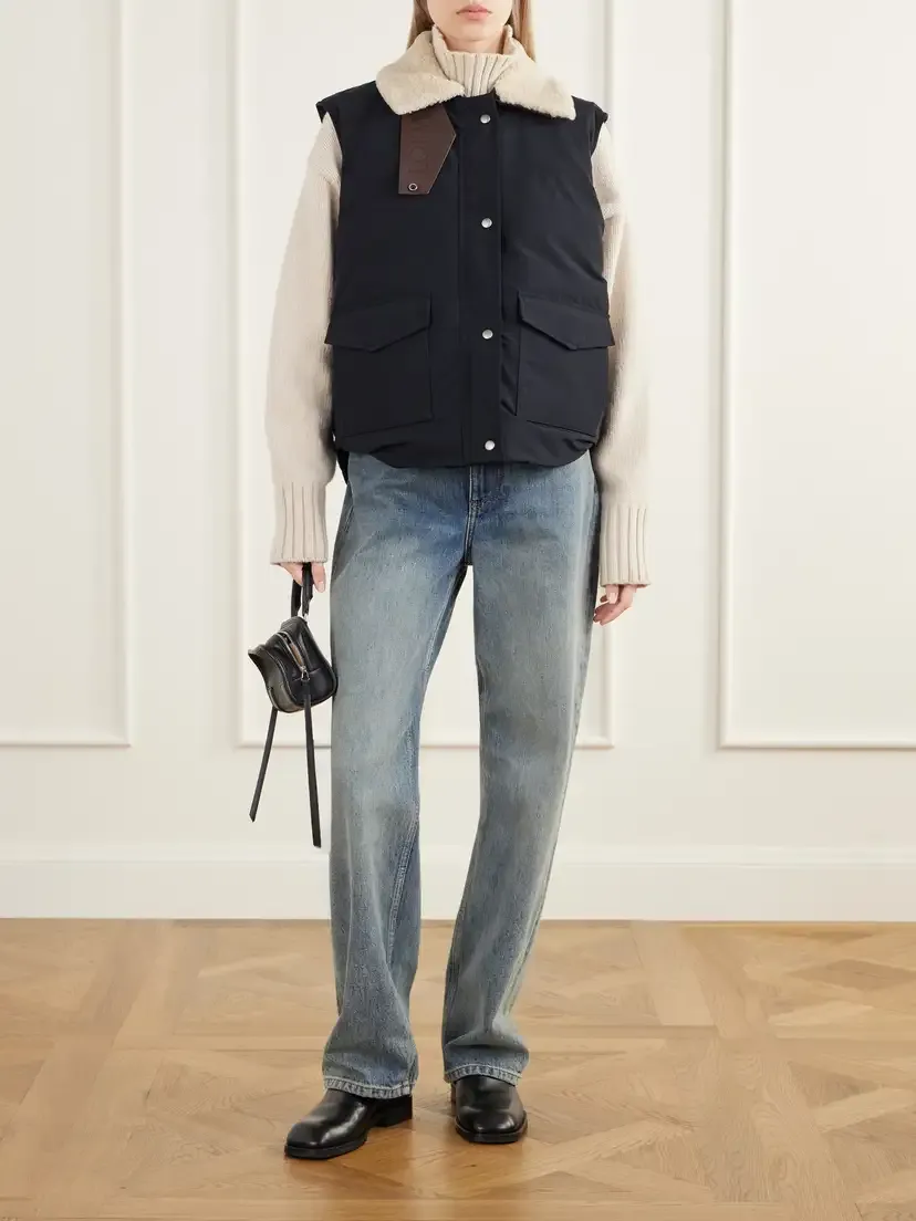 Loewe Logo-debossed Shearling And Leather-trimmed Cotton-blend Canvas Vest | Thumbnail 2 Loewe Logo-debossed Shearling And Leather-trimmed Cotton-blend Canvas Vest | Thumbnail 2