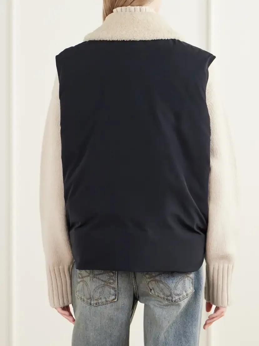 Loewe Logo-debossed Shearling And Leather-trimmed Cotton-blend Canvas Vest | Thumbnail 4 Loewe Logo-debossed Shearling And Leather-trimmed Cotton-blend Canvas Vest | Thumbnail 4