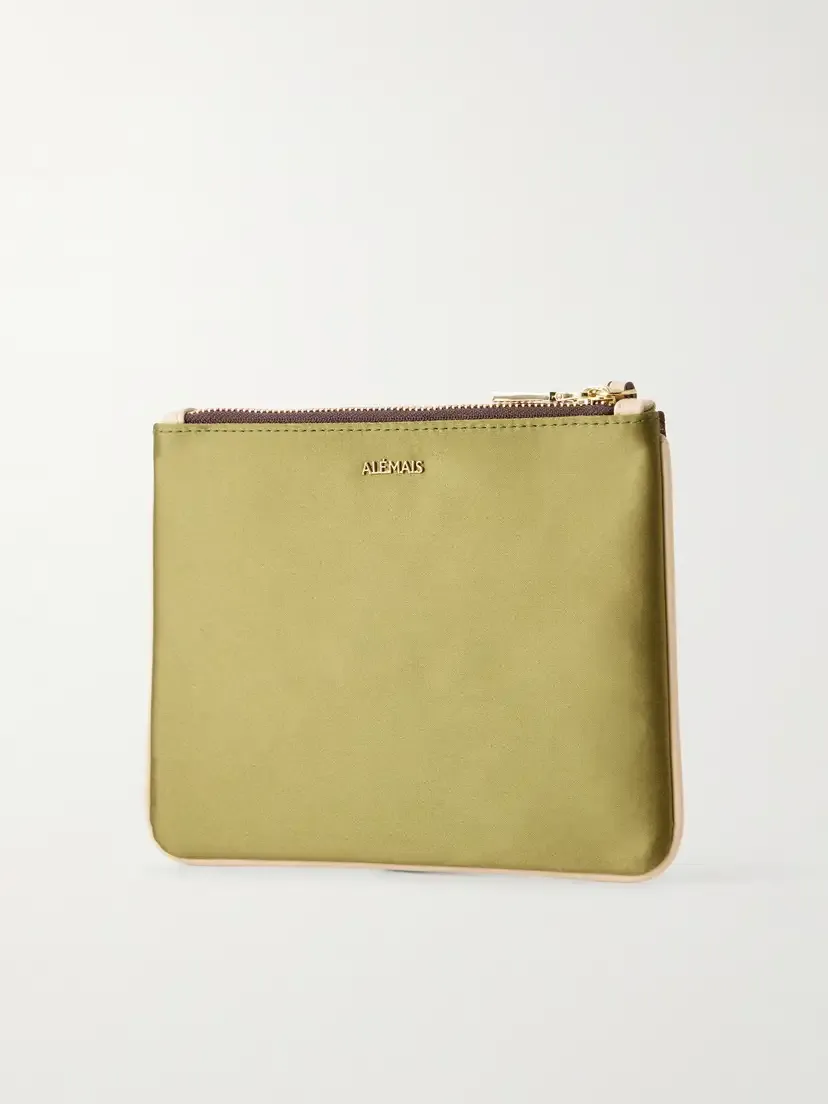 ALÉMAIS Lacey Embroidered Leather-trimmed Satin Clutch | Thumbnail 4