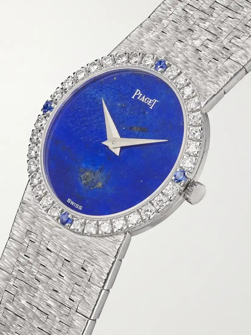 Stephanie Windsor + Piaget Vintage 1964 Tradition Hand-wound 18-karat White Gold, Lapis Lazuli, Diamond And Sapphire Watch, Ref. 9706 A6 (6" Wrist) | Thumbnail 3 Stephanie Windsor + Piaget Vintage 1964 Tradition Hand-wound 18-karat White Gold, Lapis Lazuli, Diamond And Sapphire Watch, Ref. 9706 A6 (6" Wrist) | Thumbnail 3