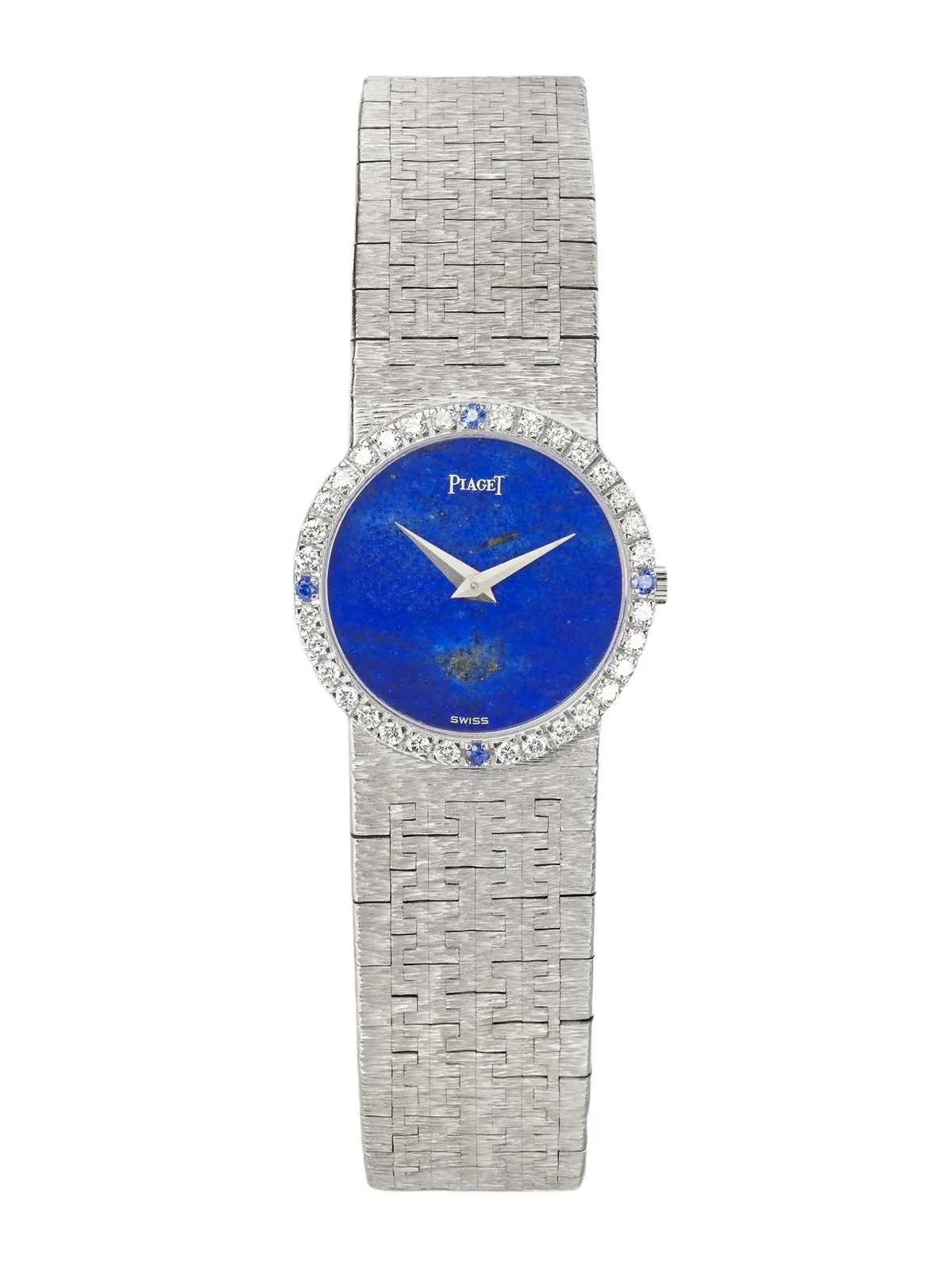 Stephanie Windsor + Piaget Vintage 1964 Tradition Hand-wound 18-karat White Gold, Lapis Lazuli, Diamond And Sapphire Watch, Ref. 9706 A6 (6" Wrist)