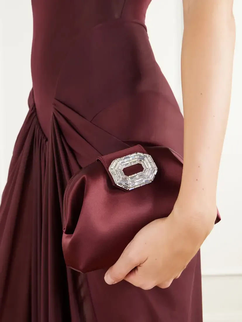 Amina Muaddi Camelia Crystal-embellished Satin Clutch | Thumbnail 2