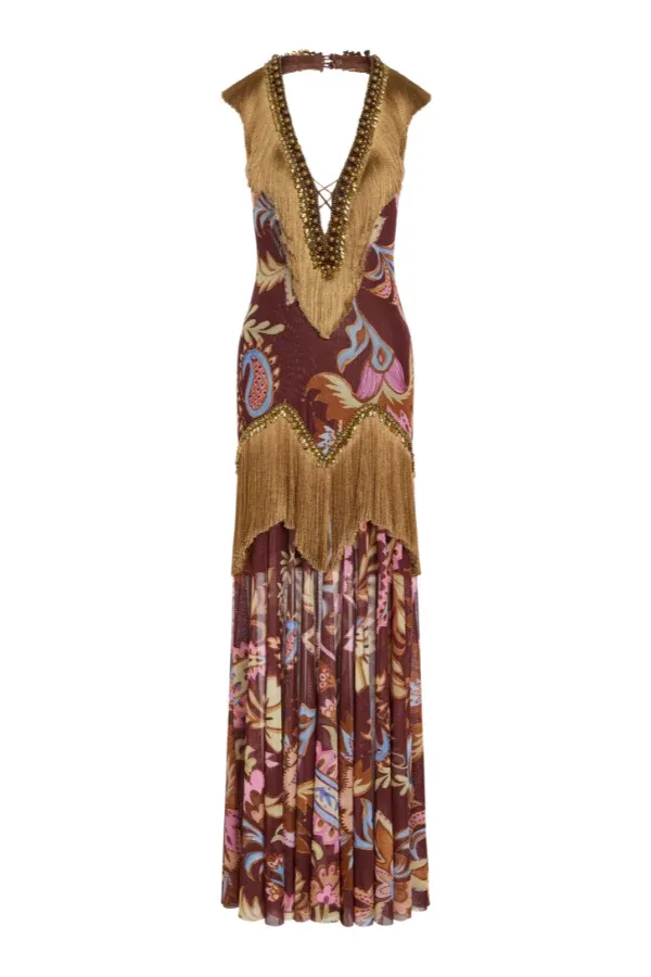 PatBo BOHO EMBELLISHED FRINGE GOWN | Thumbnail 2 PatBo BOHO EMBELLISHED FRINGE GOWN | Thumbnail 2