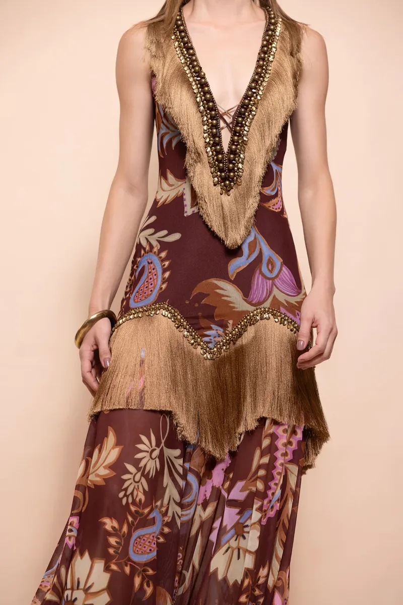 PatBo BOHO EMBELLISHED FRINGE GOWN | Thumbnail 3 PatBo BOHO EMBELLISHED FRINGE GOWN | Thumbnail 3
