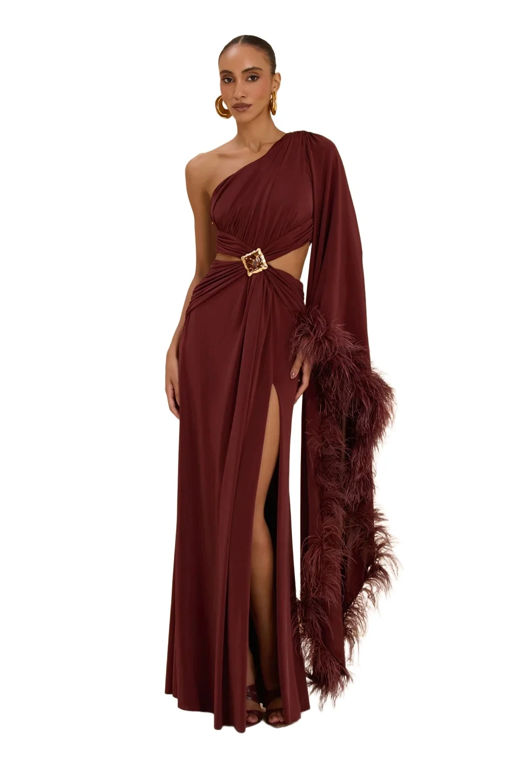 PatBo HELO JERSEY ONE SHOULDER GOWN