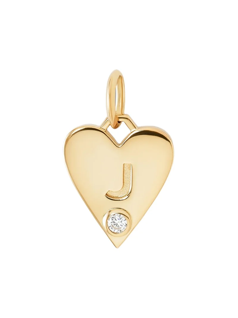 Jennifer Fisher Personalized Medium Heart 1 Letter and Diamond 14K Yellow Gold Jennifer Fisher Personalized Medium Heart 1 Letter and Diamond 14K Yellow Gold