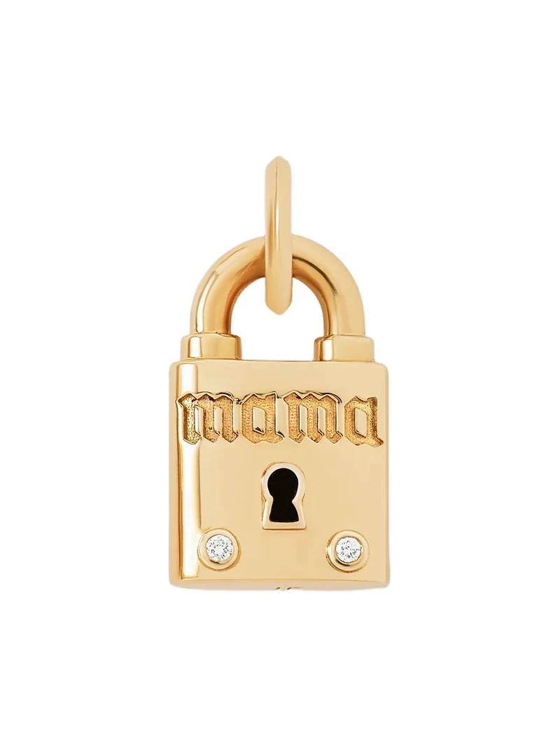 Jennifer Fisher Jennifer Fisher Personalized Medium Lock with Two Diamonds 14K Yellow Gold