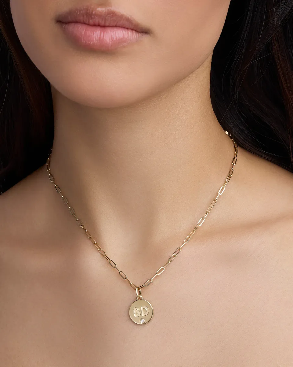 Jennifer Fisher Jennifer Fisher Personalized Small Circle with Diamond 14K Yellow Gold | Thumbnail 2