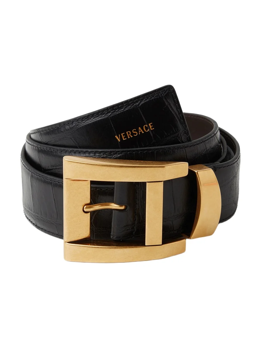 Versace Croc-Effect Leather Belt 4 cm