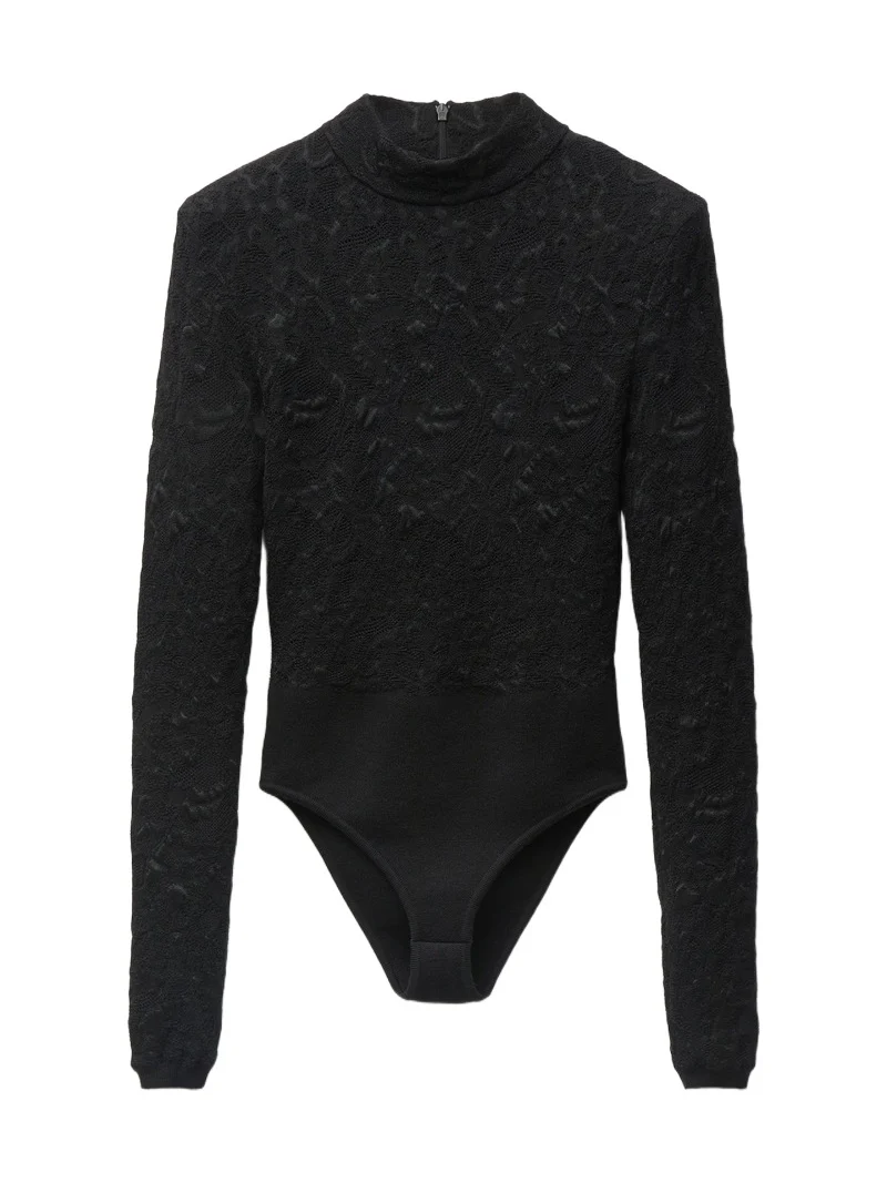 Versace Lace Wool Blend Bodysuit