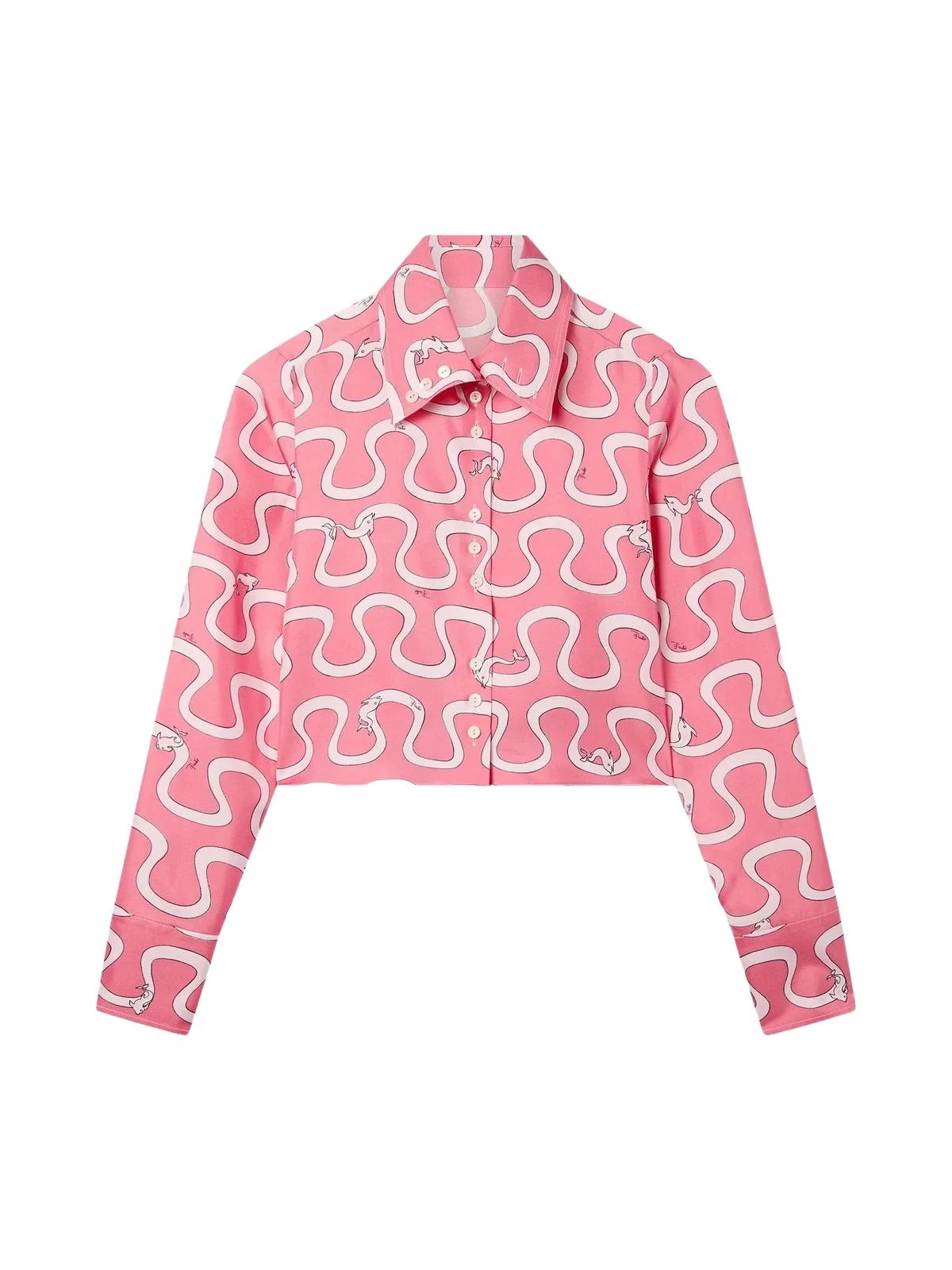 PUCCI Onda Print Silk Cropped Shirt