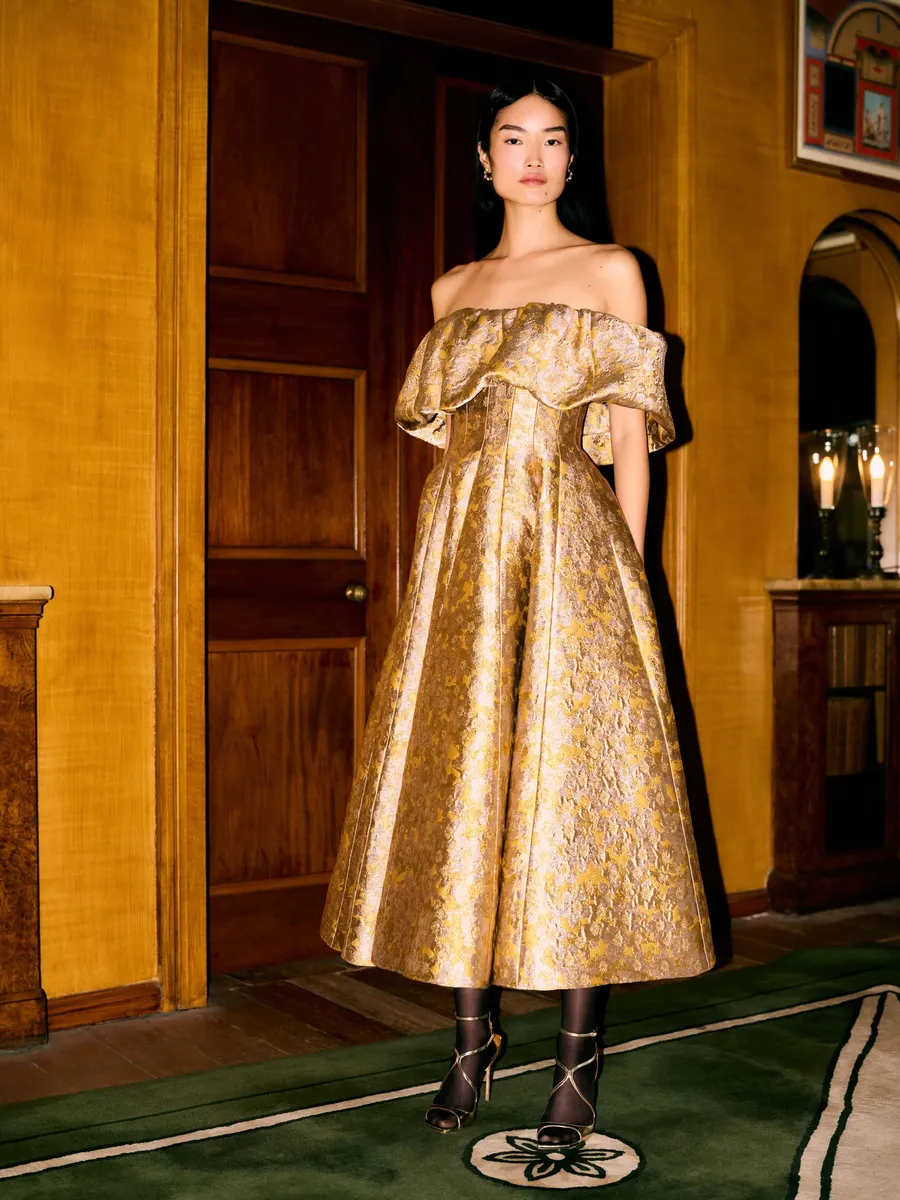 Markarian Protea Gold Midi Dress | Thumbnail 2