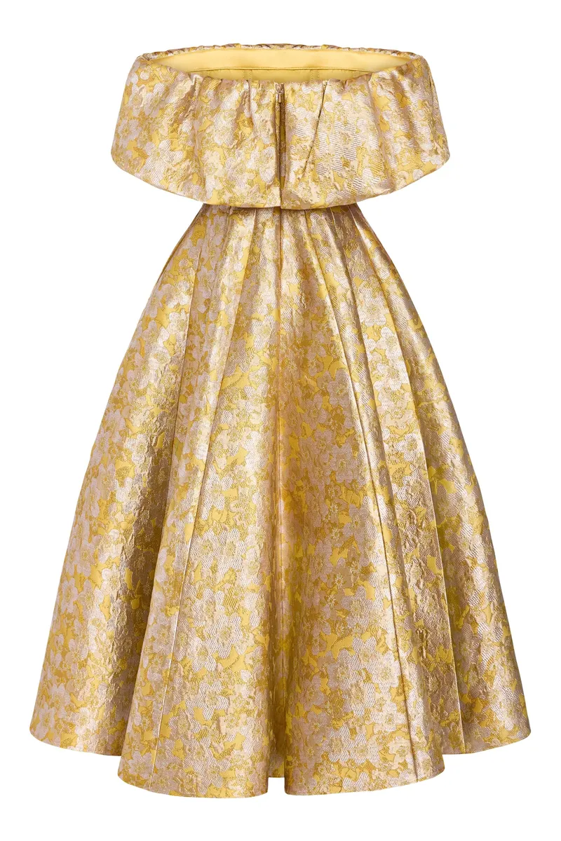 Markarian Protea Gold Midi Dress | Thumbnail 4