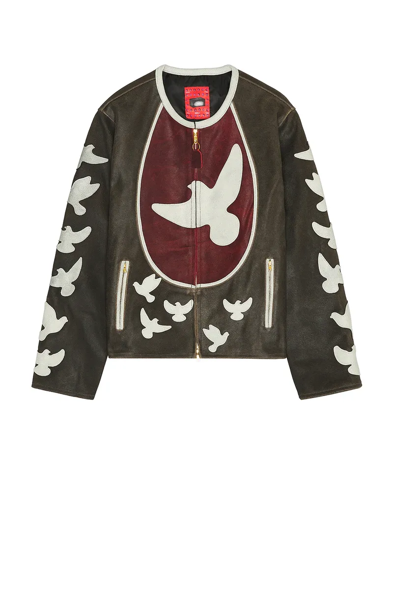 KidSuper Doves Distressed Leather Moto Jacket | Thumbnail 5 KidSuper Doves Distressed Leather Moto Jacket | Thumbnail 5
