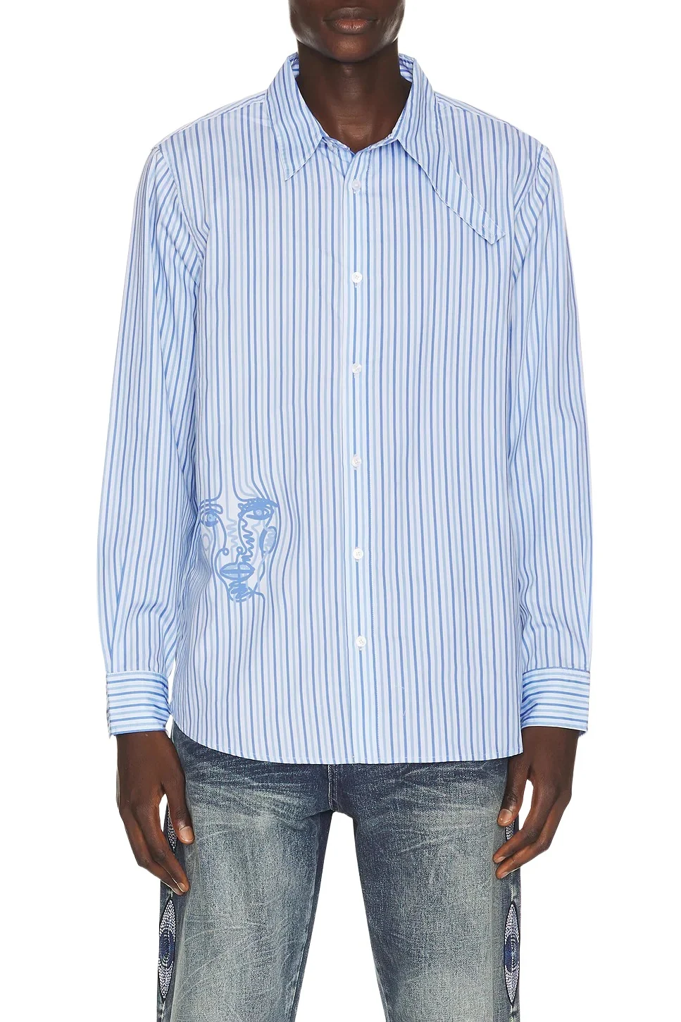 KidSuper Striped Face Button Up