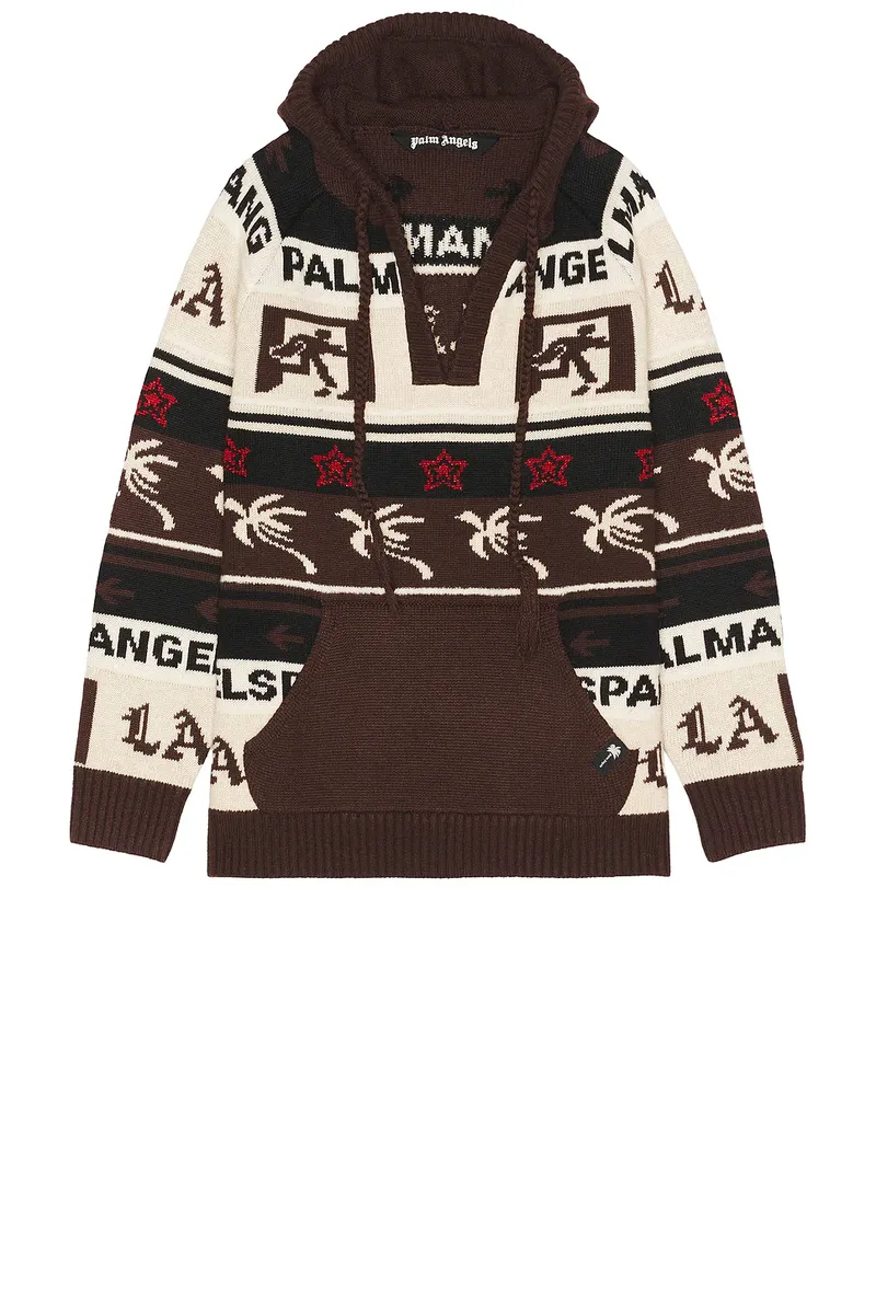 Palm Angels Palm Shadow Jacquard Loose Knit Hoodie | Thumbnail 4 Palm Angels Palm Shadow Jacquard Loose Knit Hoodie | Thumbnail 4