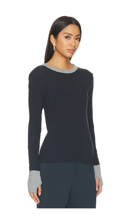 ENZA COSTA Cashmere Jersey Contrast Easy Cuffed Crew | Thumbnail 2 ENZA COSTA Cashmere Jersey Contrast Easy Cuffed Crew | Thumbnail 2