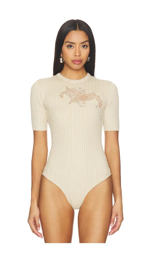 Fleur du Mal Lace Guipure Knit Bodysuit | Thumbnail 2