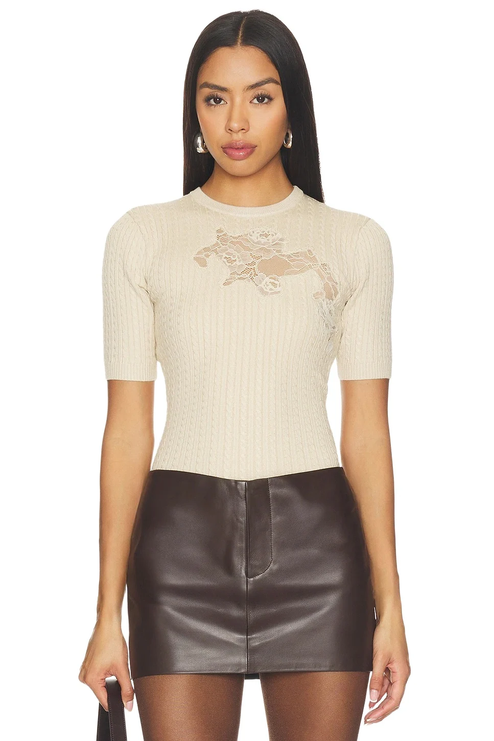 Fleur du Mal Lace Guipure Knit Bodysuit