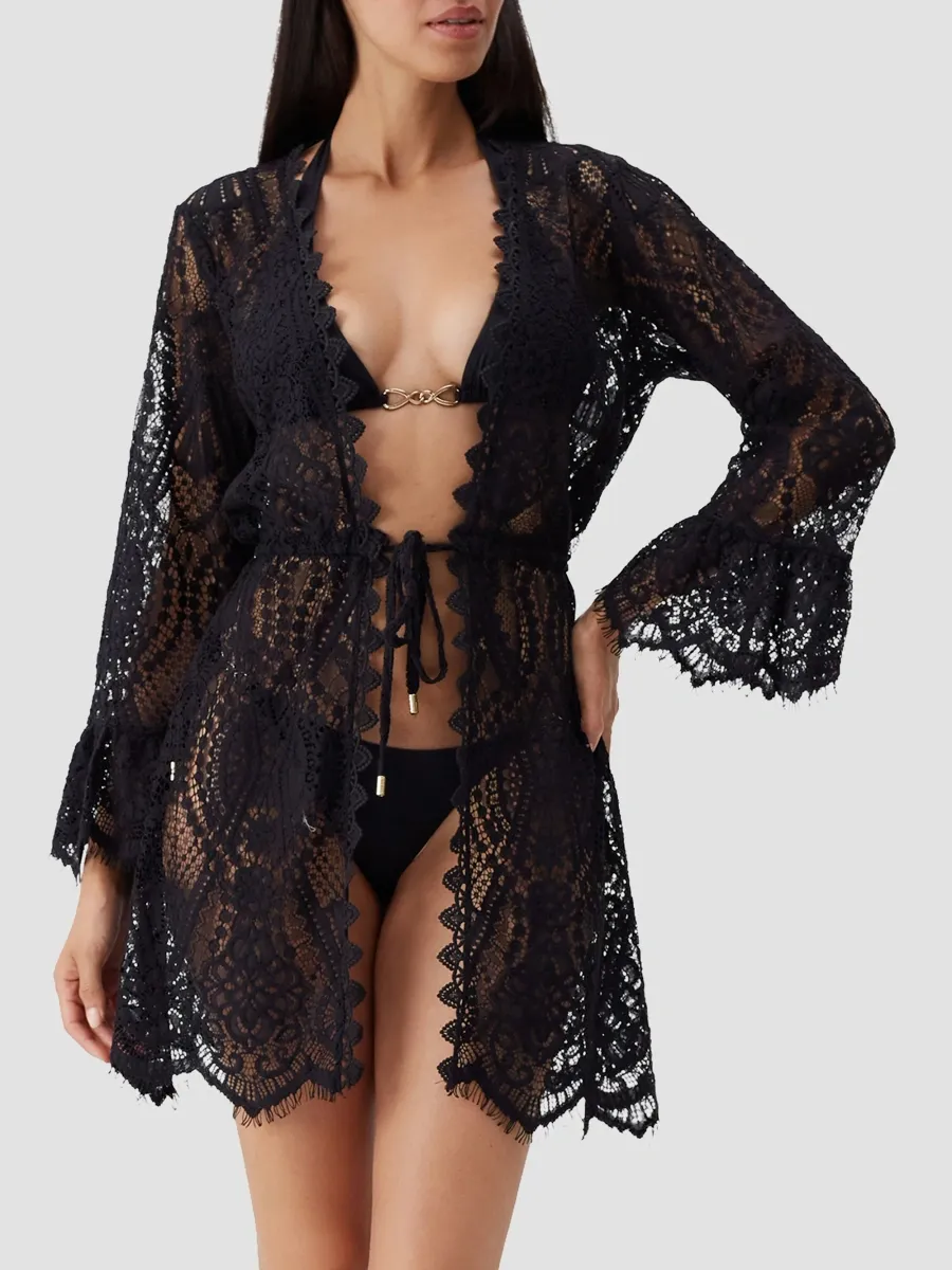 Melissa Odabash Women's Naia Sheer Open Caftan | Thumbnail 4 Melissa Odabash Women's Naia Sheer Open Caftan | Thumbnail 4