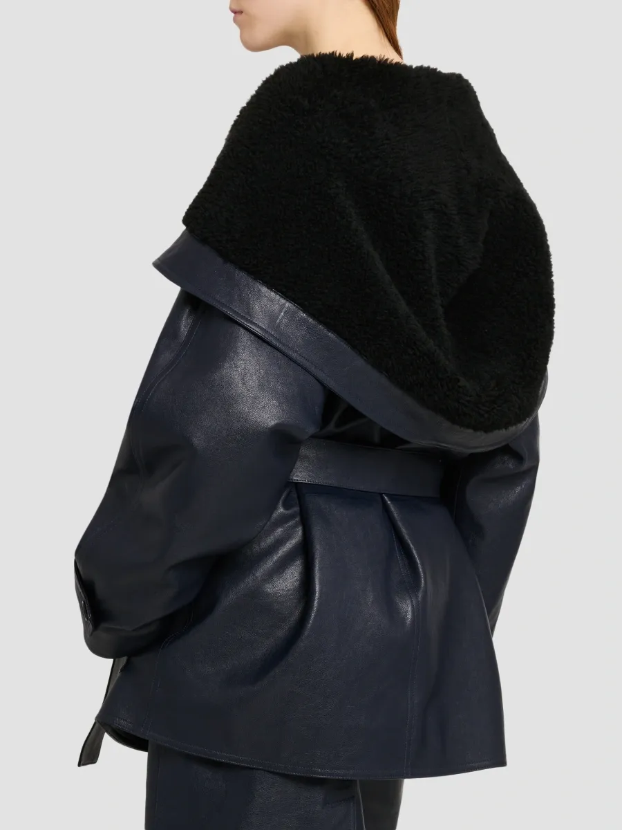 Ferragamo Women's Leather & Shearling Caban Coat | Thumbnail 5 Ferragamo Women's Leather & Shearling Caban Coat | Thumbnail 5