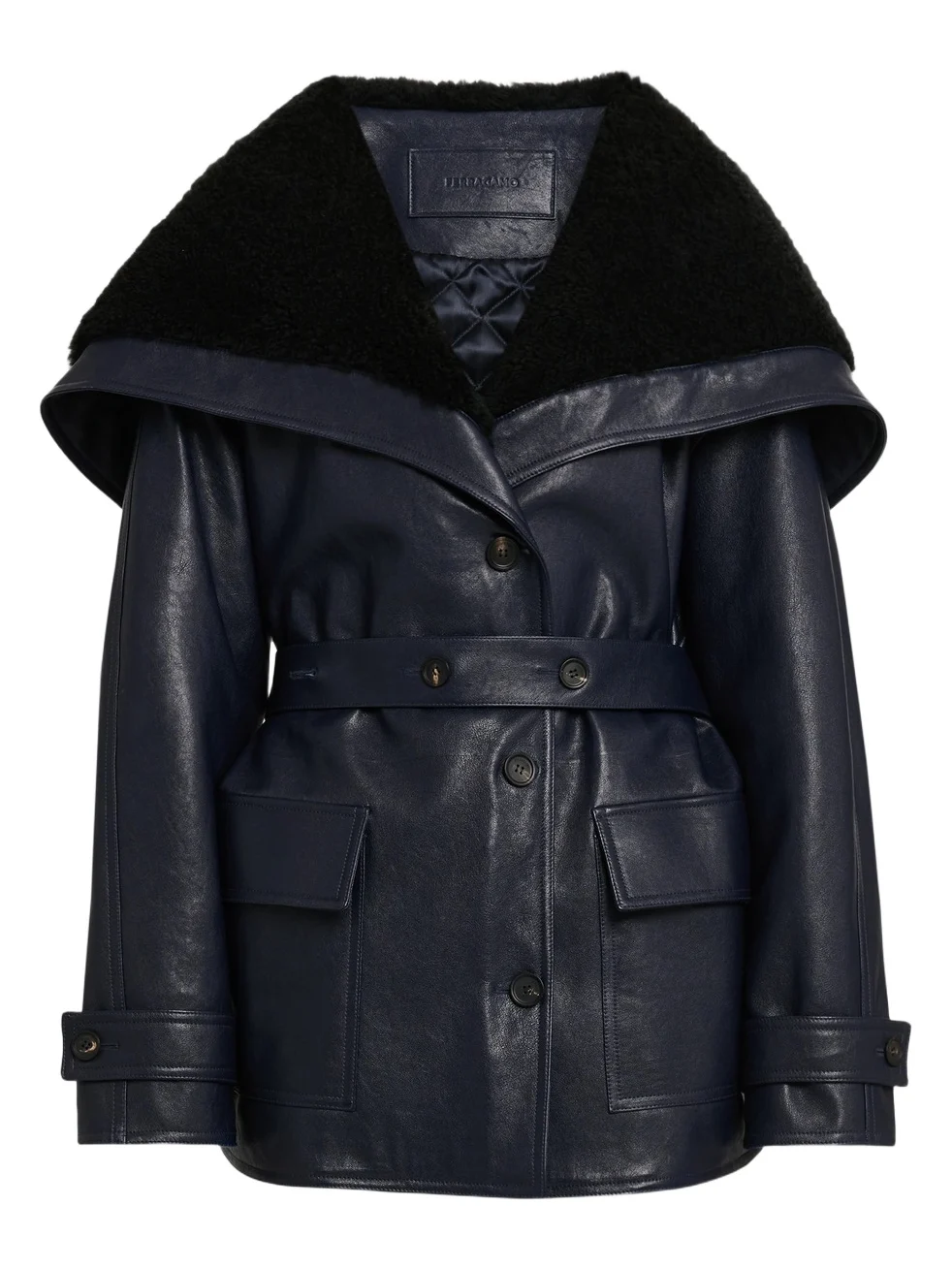 Women's Leather & Shearling Caban Coat Women's Leather & Shearling Caban Coat