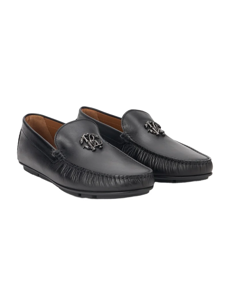 Roberto Cavalli Black Loafers With RC Monogram