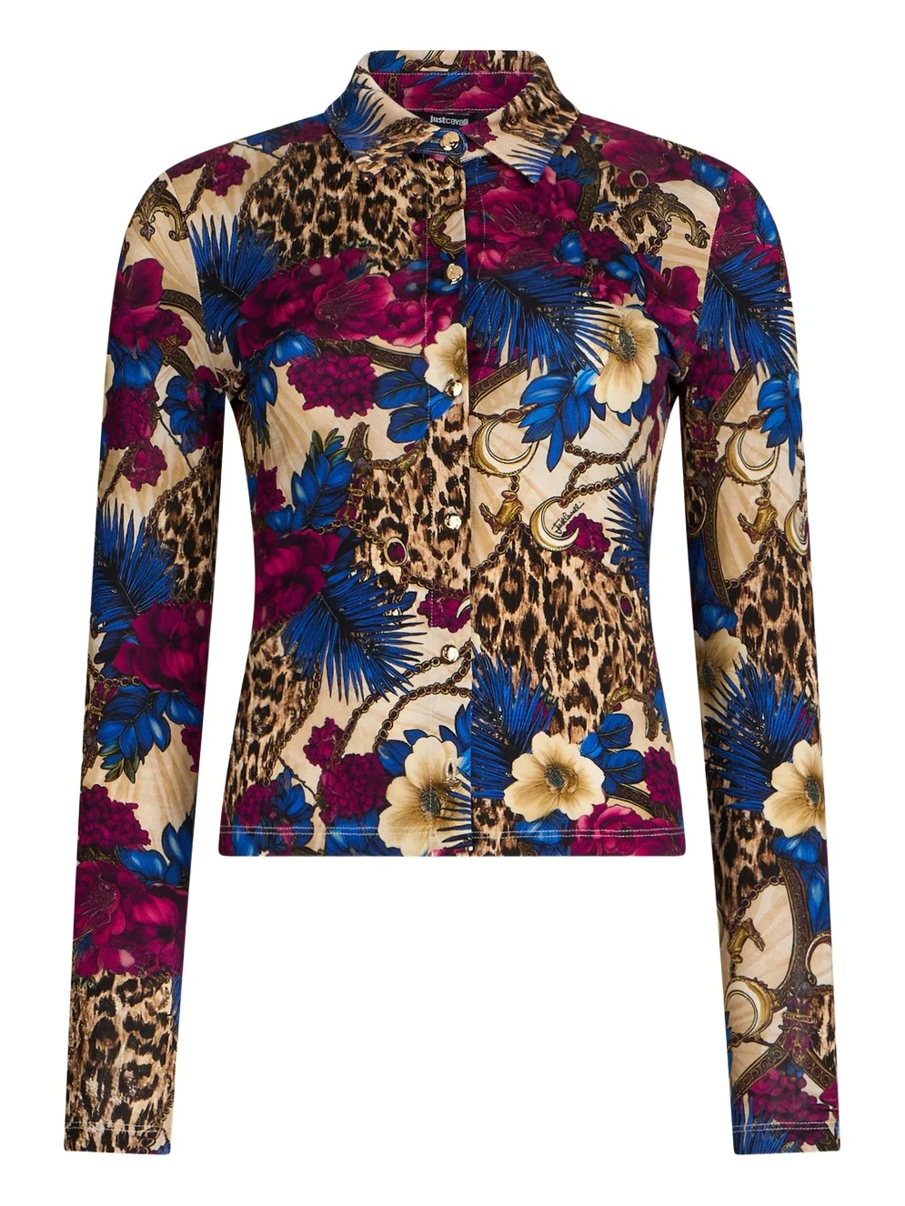 Roberto Cavalli Flower Leopard Print Shirt