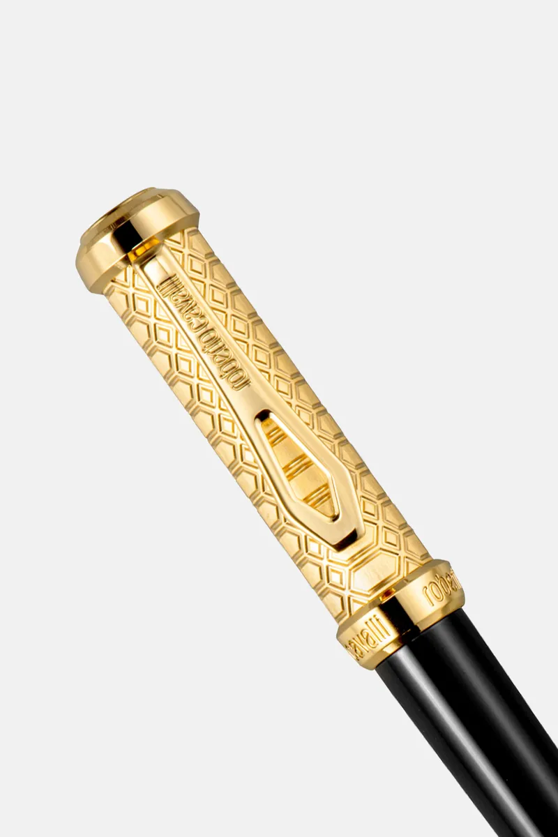 Roberto Cavalli Roberto Cavalli Ballpoint Snake Pen, Yellow Gold Color & Black Lacquer | Thumbnail 2