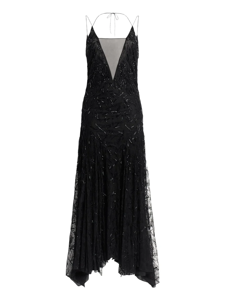 Roberto Cavalli Black Iris embroidered evening dress