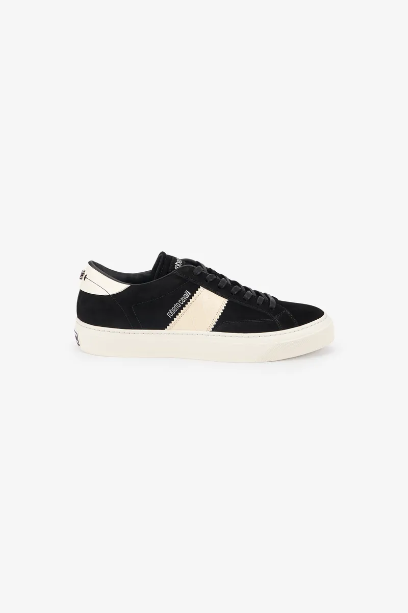 Roberto Cavalli Black Sneakers With Ivory Side Band | Thumbnail 2 Roberto Cavalli Black Sneakers With Ivory Side Band | Thumbnail 2