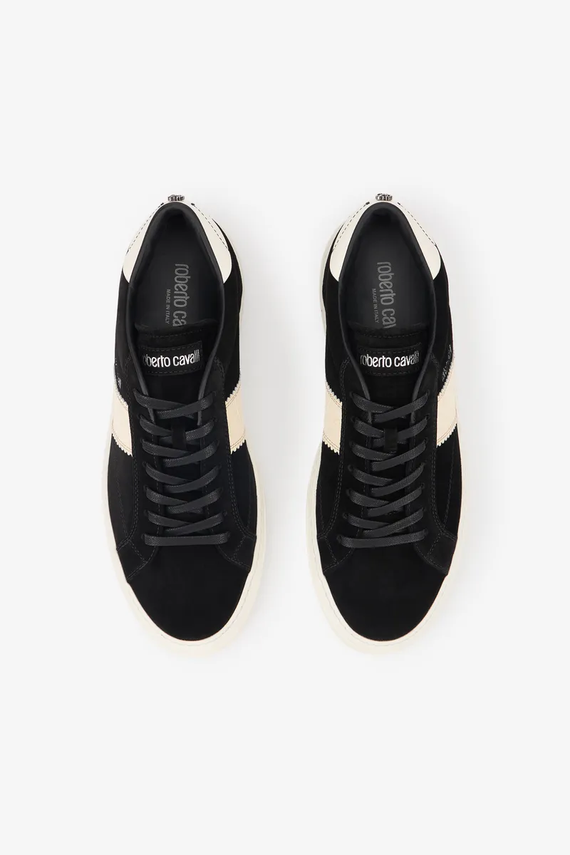 Roberto Cavalli Black Sneakers With Ivory Side Band | Thumbnail 4 Roberto Cavalli Black Sneakers With Ivory Side Band | Thumbnail 4