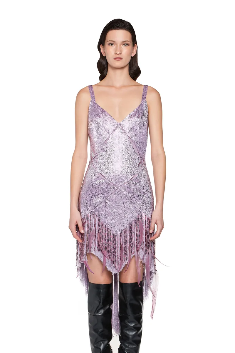 Roberto Cavalli Fringed light amethyst evening dress | Thumbnail 3 Roberto Cavalli Fringed light amethyst evening dress | Thumbnail 3