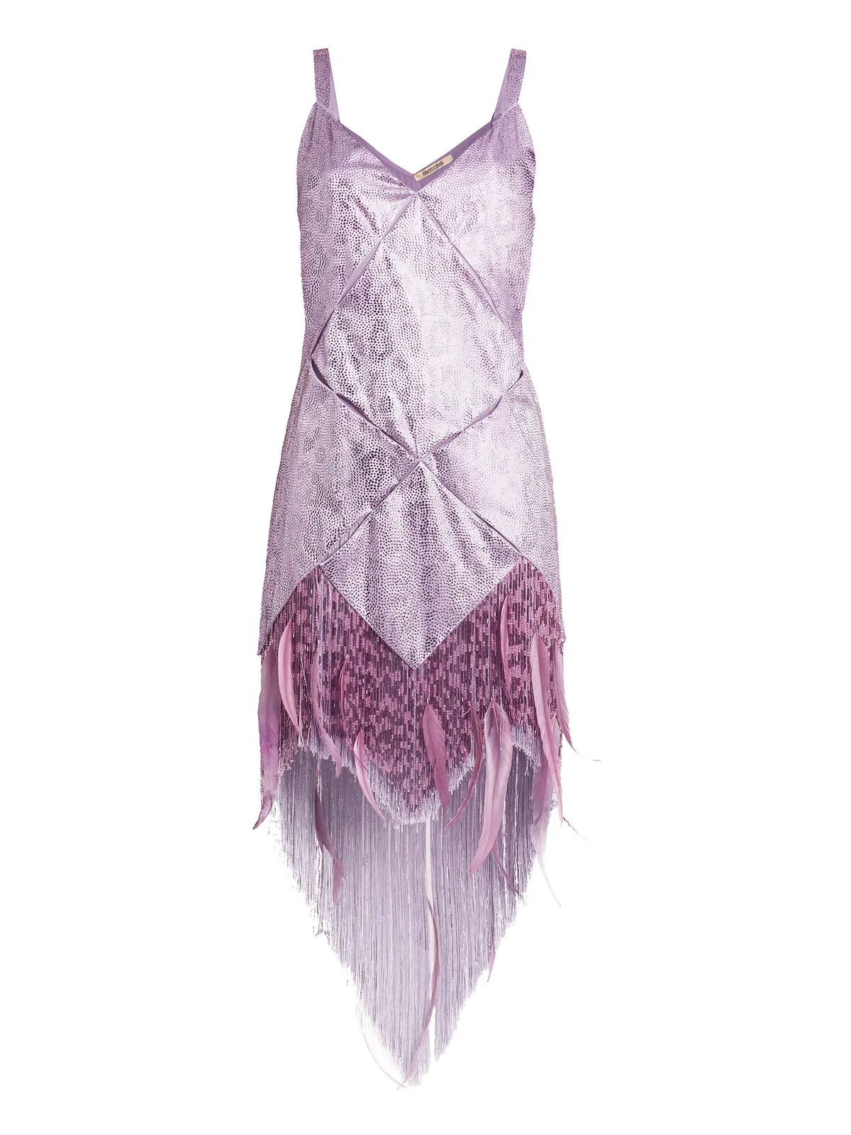 Roberto Cavalli Fringed light amethyst evening dress