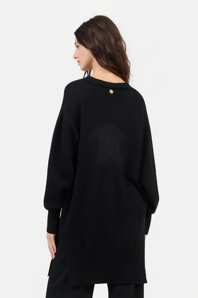 Roberto Cavalli Black Long Cardigan With Button | Thumbnail 3 Roberto Cavalli Black Long Cardigan With Button | Thumbnail 3