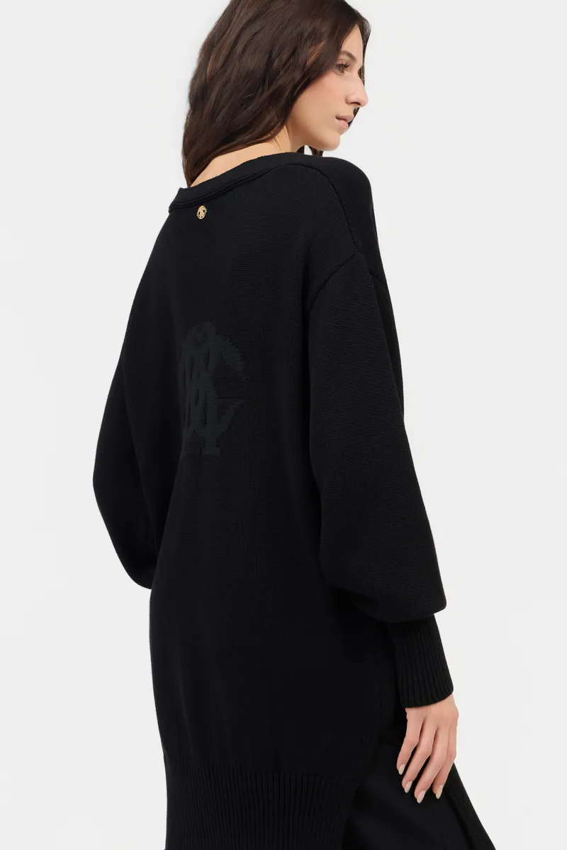 Roberto Cavalli Black Long Cardigan With Button | Thumbnail 5 Roberto Cavalli Black Long Cardigan With Button | Thumbnail 5
