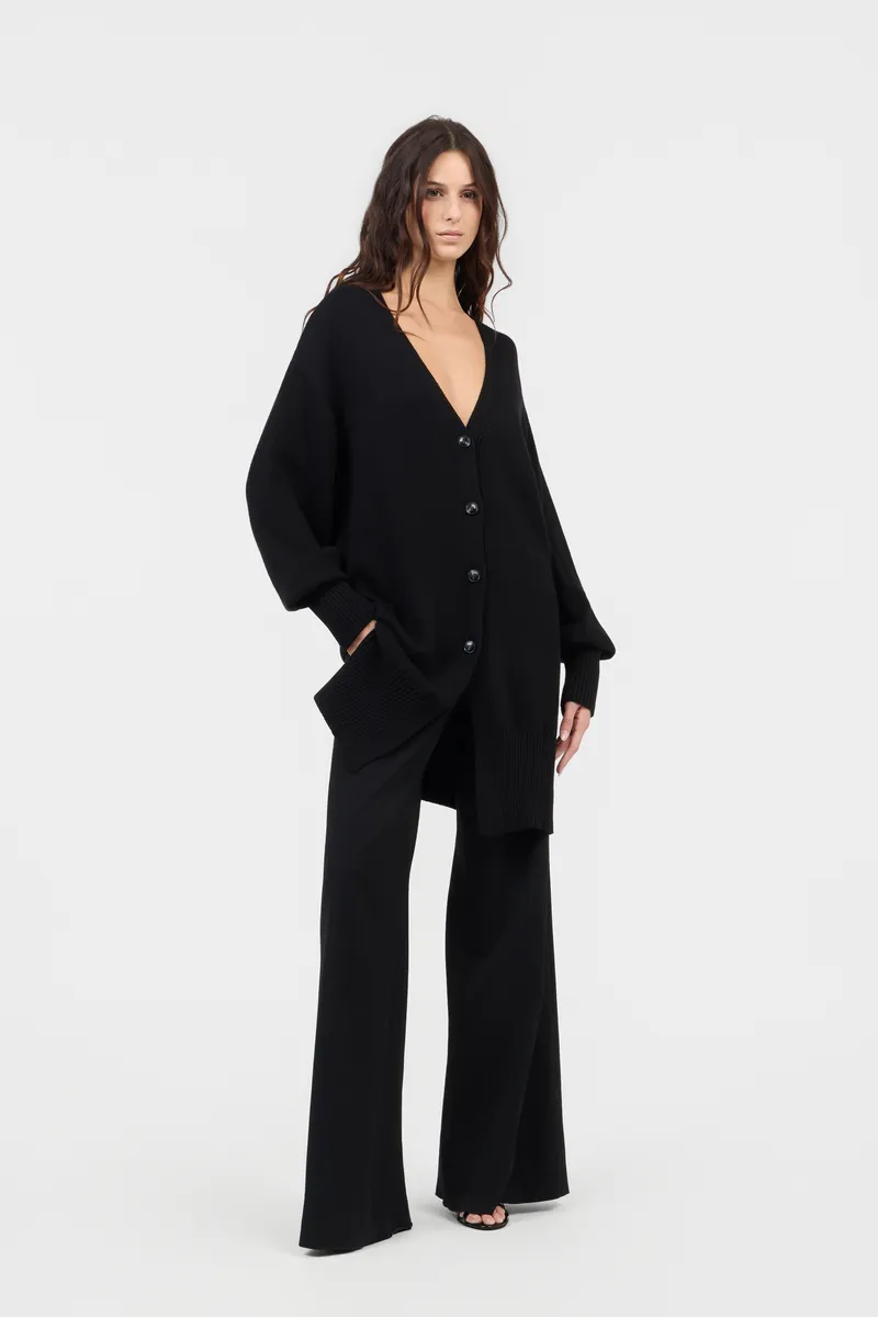 Roberto Cavalli Black Long Cardigan With Button | Thumbnail 6 Roberto Cavalli Black Long Cardigan With Button | Thumbnail 6