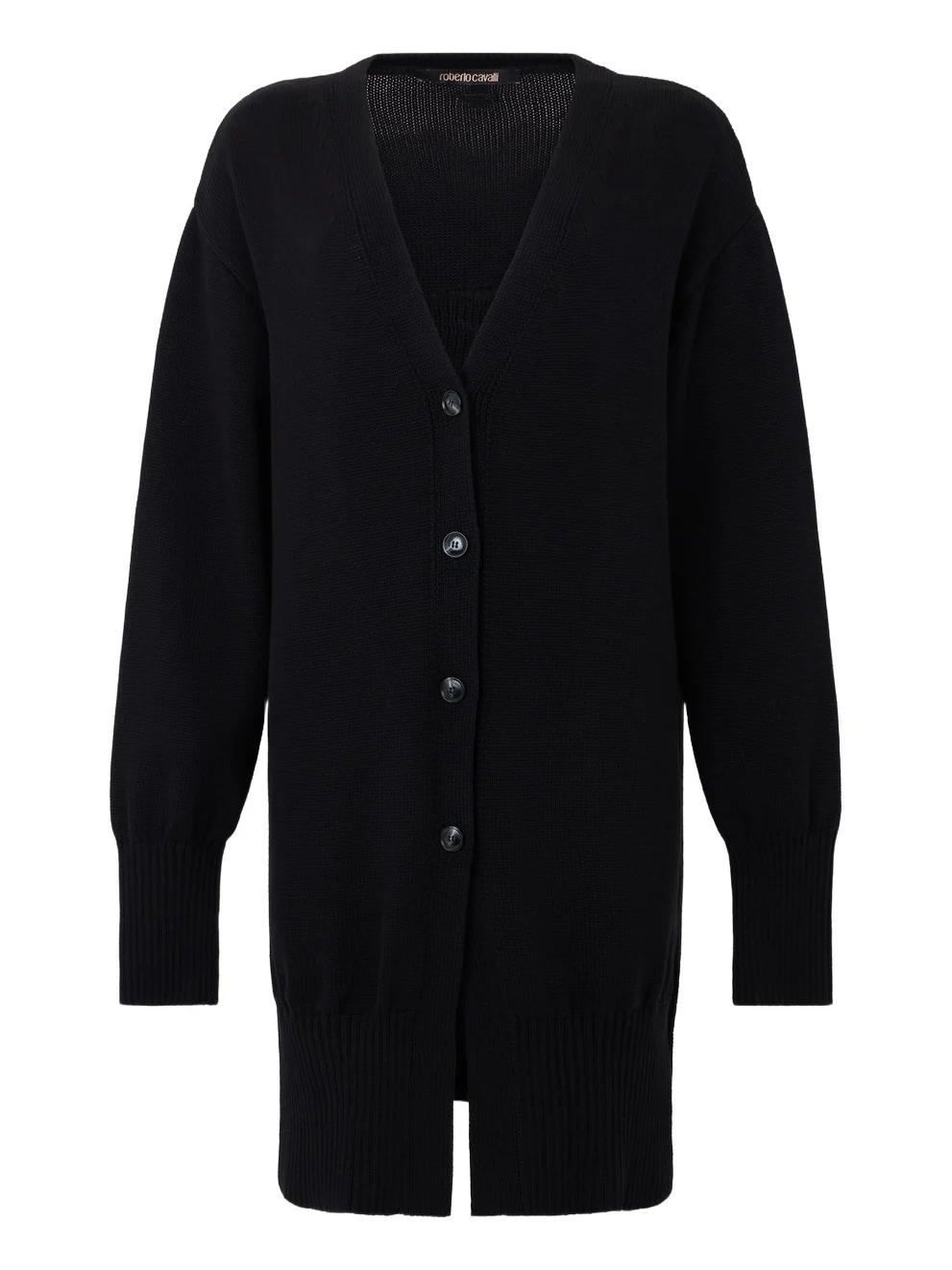Roberto Cavalli Black Long Cardigan With Button