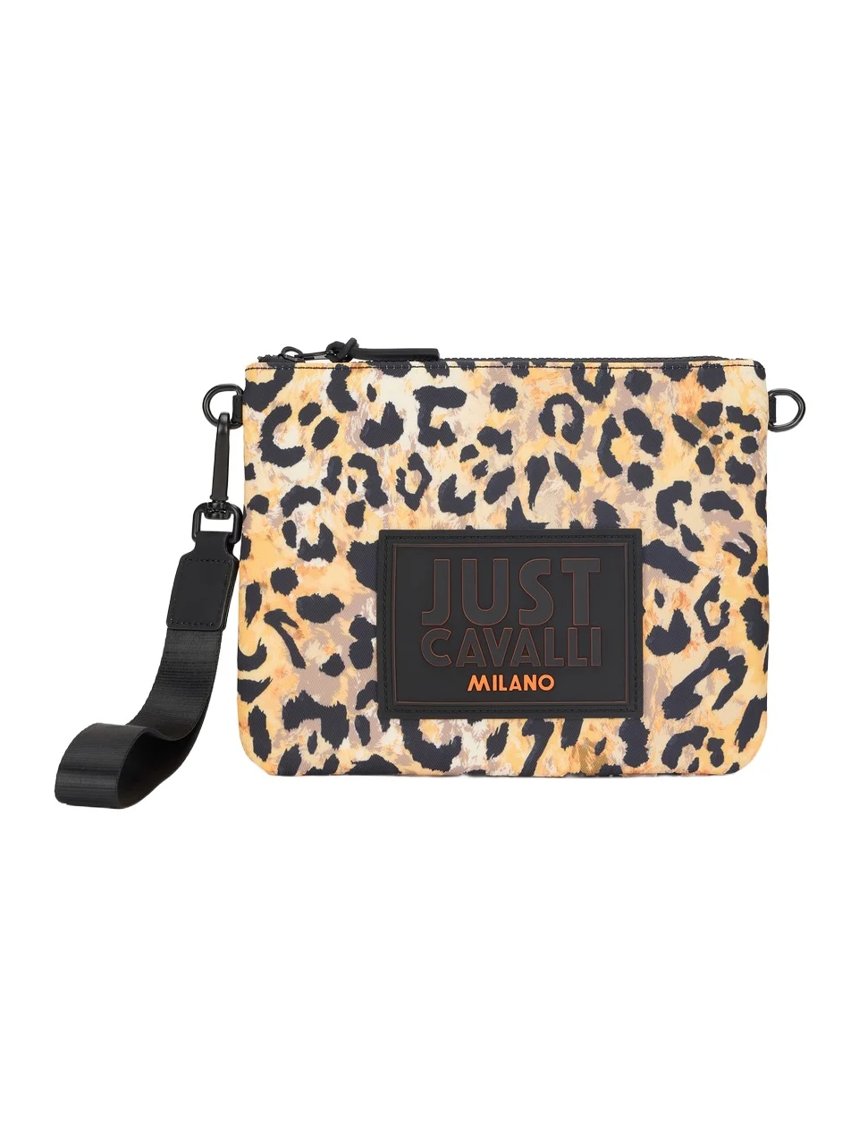 Roberto Cavalli Leopard Print Clutch Bag With Wrist Strap