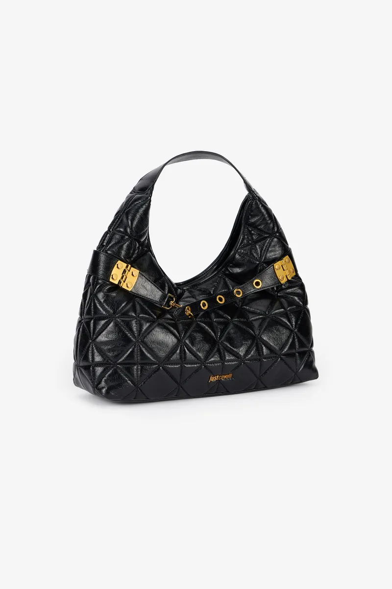 Roberto Cavalli Black Quilted Shoulder Bag With Buckles | Thumbnail 5 Roberto Cavalli Black Quilted Shoulder Bag With Buckles | Thumbnail 5