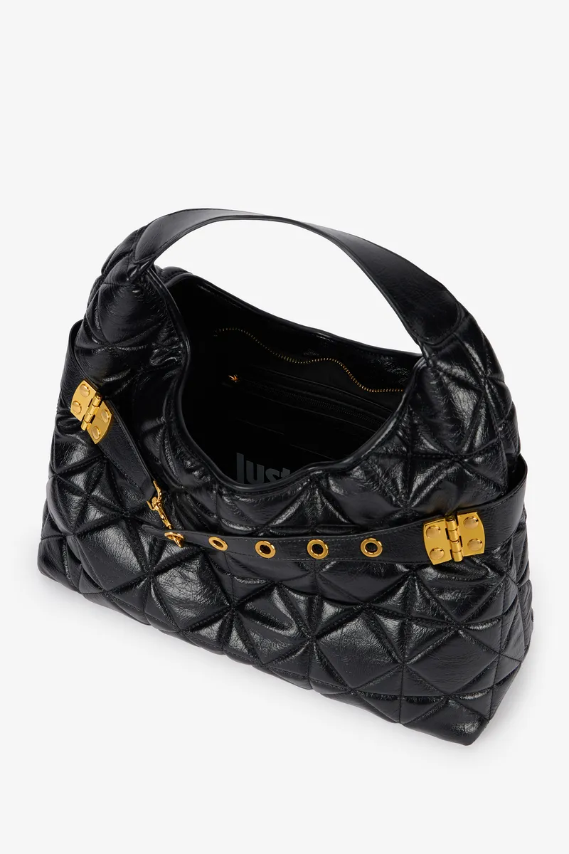 Roberto Cavalli Black Quilted Shoulder Bag With Buckles | Thumbnail 6 Roberto Cavalli Black Quilted Shoulder Bag With Buckles | Thumbnail 6
