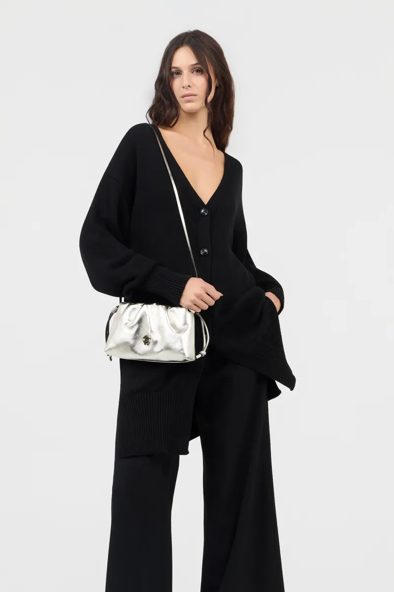 Roberto Cavalli Silver Drawstring Shoulder Bag With RC Monogram | Thumbnail 2 Roberto Cavalli Silver Drawstring Shoulder Bag With RC Monogram | Thumbnail 2
