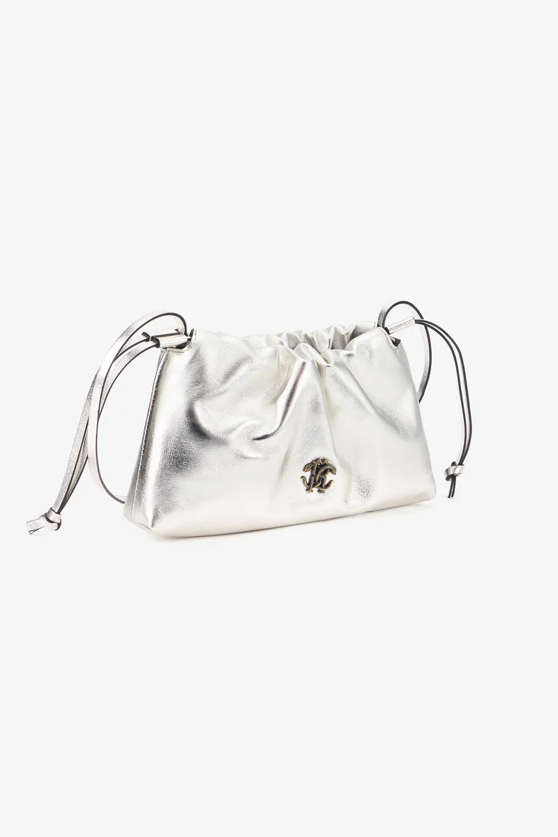 Roberto Cavalli Silver Drawstring Shoulder Bag With RC Monogram | Thumbnail 4 Roberto Cavalli Silver Drawstring Shoulder Bag With RC Monogram | Thumbnail 4