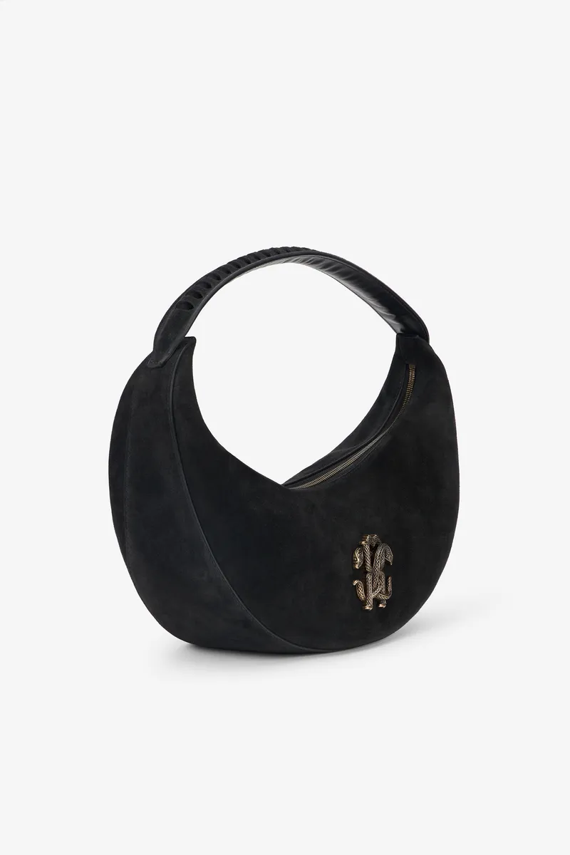 Roberto Cavalli Black Soft Shoulder Bag With RC Monogram | Thumbnail 4 Roberto Cavalli Black Soft Shoulder Bag With RC Monogram | Thumbnail 4