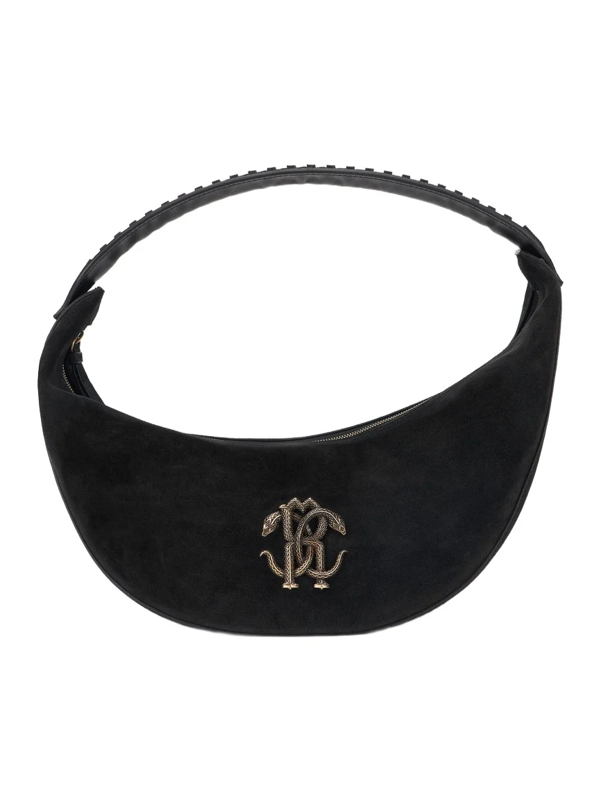 Black Soft Shoulder Bag With RC Monogram Black Soft Shoulder Bag With RC Monogram