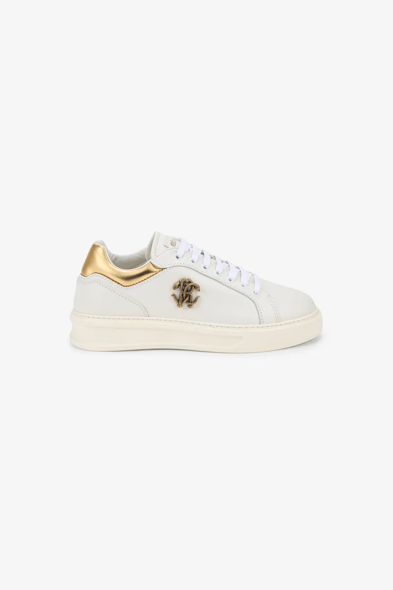 Roberto Cavalli White Sneakers With Gold-Tone RC Monogram | Thumbnail 2 Roberto Cavalli White Sneakers With Gold-Tone RC Monogram | Thumbnail 2