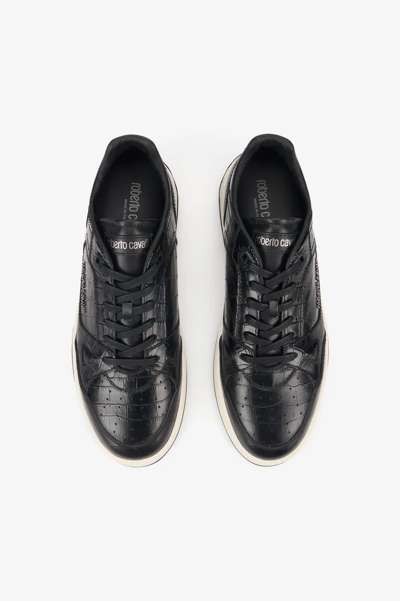 Roberto Cavalli Black Croc-Effect Sneakers | Thumbnail 4 Roberto Cavalli Black Croc-Effect Sneakers | Thumbnail 4