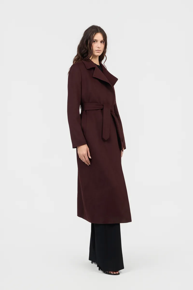Roberto Cavalli Burgundy Belted Coat With Leopard Print Lining | Thumbnail 2 Roberto Cavalli Burgundy Belted Coat With Leopard Print Lining | Thumbnail 2